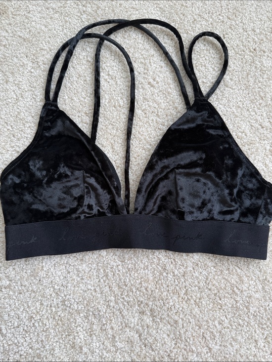 PINK Victoria's Secret Other - PINK Victoria's Secret Black Velvet Strappy Bralette